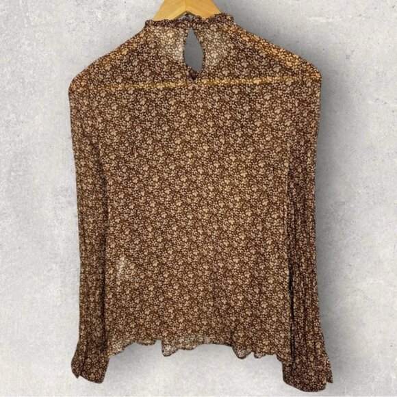 Sezane Mirta Blouse Womens Size 34 French US 2 Top Mock Neck Ruffle Sheer Boho - Picture 14 of 14